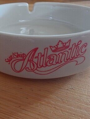 Vintage Premier Cruise Line Star/Ship Atlantic Ashtray White Ceramic Souvenir